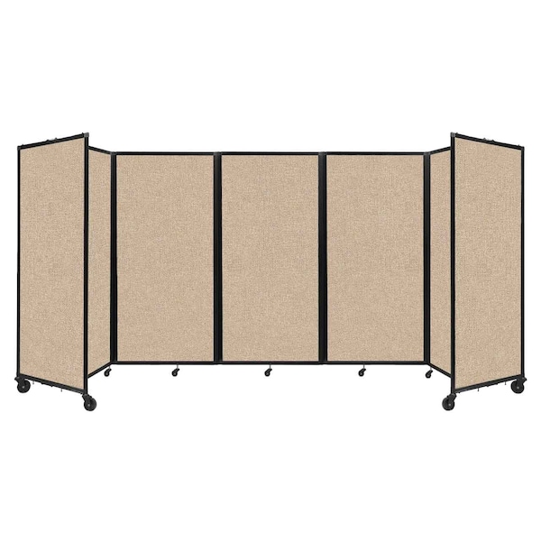 Versare Room Divider 360 Folding Portable Partition 14' x 6' Beige Fabric 1172501 Zoro